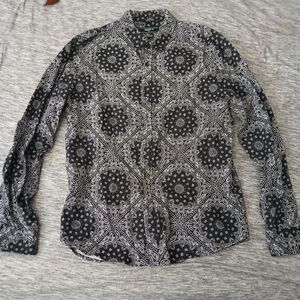 Forever 21 Black and White Patterned Men's Shirt